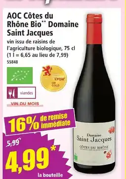 Norma Domaine saint jacques aoc côtes du rhône bio offre