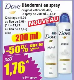 Norma Dove déodorant en spray original offre