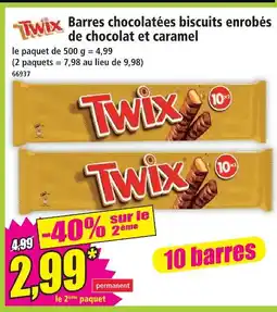 Norma Twix barres chocolatées biscuits enrobés de chocolat et caramel offre