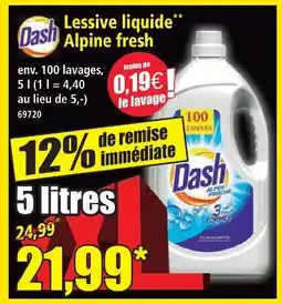 Norma Dash lessive liquide alpine fresh offre