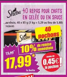 Norma Sheba 40 repas pour chats en gelée ou en sauce offre