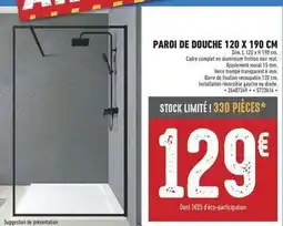 Brico Cash Dim - paroi de douche 120 x 190 cm offre