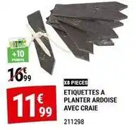 Gamm vert Etiquettes a planter ardoise avec craie offre
