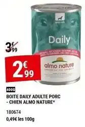 Gamm vert Almo nature - boite daily adulte porc chien offre