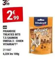Gamm vert Vitakraft - friandise treaties bits t.s saumon omega 3 chien offre