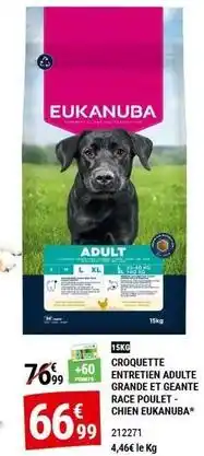 Gamm vert Eukanuba - croquette entretien adulte grande et geante race poulet offre
