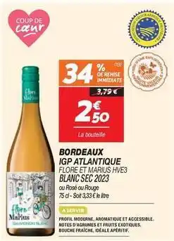 Netto Bordeaux igp atlantique flore et marus hve3 blanc sec 2023 offre