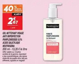Netto Neutrogena - gel nettoyant visage anti imperection pamplemousse 0,5% acide sallycifique offre
