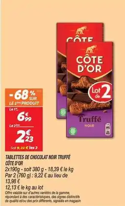 Netto Côte d'or - tablettes de chocolat noir truffe offre