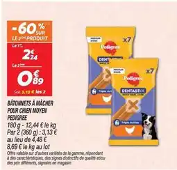 Netto Pedigree - bâtonnets à mâcher pour chien moyen offre