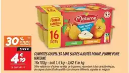 Netto Materne - compotes coupelles sans sucres ajoutés pomme, pomme poire offre