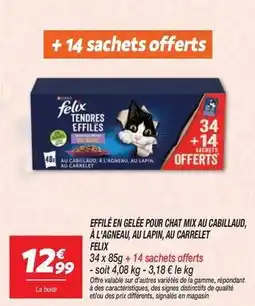 Netto Felix - effilé en gelée pour chat mix au cabillaud, al agneau, au lapin, au carrelet offre