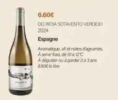 Monoprix Do rioja sotavento verdejo 2024 offre
