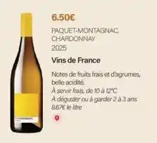 Monoprix Paquet-montagnac, chardonnay 2025 offre