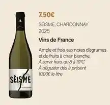 Monoprix Séisme, chardonnay 2025 offre