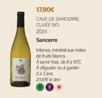 Monoprix Cave de sancerre cuvée bio 2024 offre