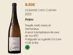 Monoprix Domaine cady, chenin 2025 offre