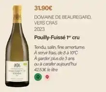 Monoprix Domaine de beauregard - , vers cras 2023 pouilly-fuisse 1 cru offre