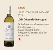 Monoprix Lionel osmin & cie, miramar 2025 i.g.p. côtes-de-gascogne offre