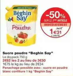 Monoprix Beghin say - sucre poudre offre