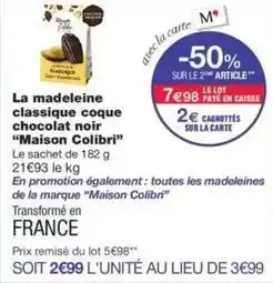 Monoprix Colibri - la madeleine classique coque chocolat noir offre