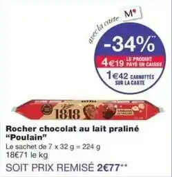 Monoprix Poulain - rocher chocolat au lait praliné offre