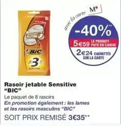 Monoprix Bic - rasoir jetable sensitive offre