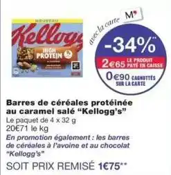 Monoprix Kellogg's - barres de céréales protéinée au caramel salé offre