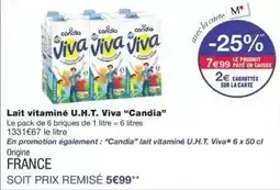 Monoprix Candia - lait vitaminé u.h.t. viva offre