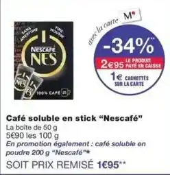 Monoprix Nescafé - café soluble en stick offre