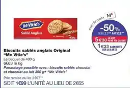 Monoprix Mc vitie's - biscuits sablés anglais original offre