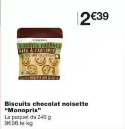 Monoprix Monoprix - biscuits chocolat noisette offre