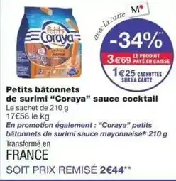 Monoprix Coraya - petits bâtonnets de surimi coraya sauce cocktail offre
