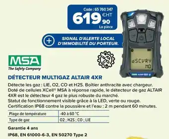 MSA DÉTECTEUR MULTIGAZ ALTAIR 4XR