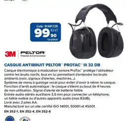Prolians 3M PELTOR CASQUE ANTIBRUIT PELTOR PROTAC III 32 DB offre