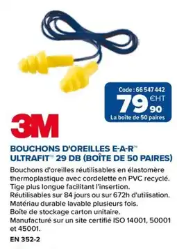 Prolians 3M BOUCHONS D'OREILLES E-A-R ULTRAFIT offre