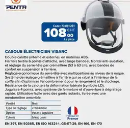 Prolians PENTA CASQUE ÉLECTRICIEN VISARC offre