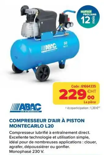 ABAC COMPRESSEUR D'AIR À PISTON MONTECARLO L20