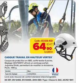 Prolians VERTEX Casque travail en hauteur offre