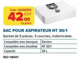 Prolians Sac pour aspirateur nt 30/1 offre