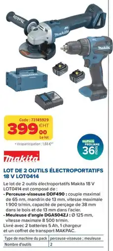 Prolians Makita LOT DE 2 OUTILS ÉLECTROPORTATIFS offre