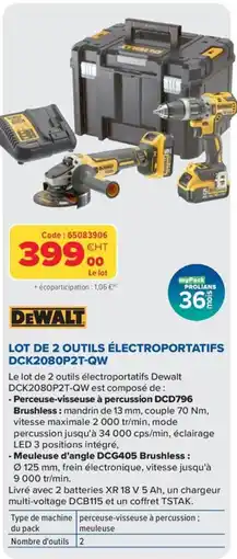 Prolians DEWALT LOT DE 2 OUTILS ÉLECTROPORTATIFS offre