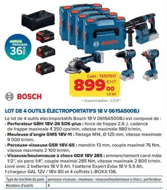 Bosch lot de 4 outils électroportatifs 18 v