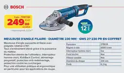 Prolians Bosch meuleuse d'angle filaire - diamètre 230 mm - gws 27-230 pr en coffret offre