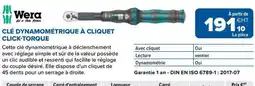 Prolians Wera CLÉ DYNAMOMÉTRIQUE À CLIQUET CLICK-TORQUE offre