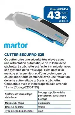 Prolians martor CUTTER SECUPRO 625 offre