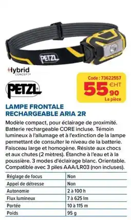 Prolians PETZL LAMPE FRONTALE RECHARGEABLE ARIA 2R offre