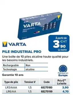 Prolians VARTA PILE INDUSTRIAL PRO offre