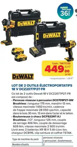 Prolians Dewalt lot de 2 outils électroportatifs offre