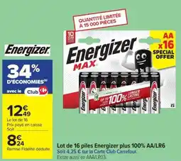 Carrefour Energizer piles AA/LR6 offre